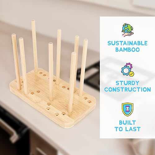 Miniatura 7 de Organizador ajustable de tapa de vaso de bambú, con capacidad para hasta 20 tapas, organizador de tapa de botella de agua