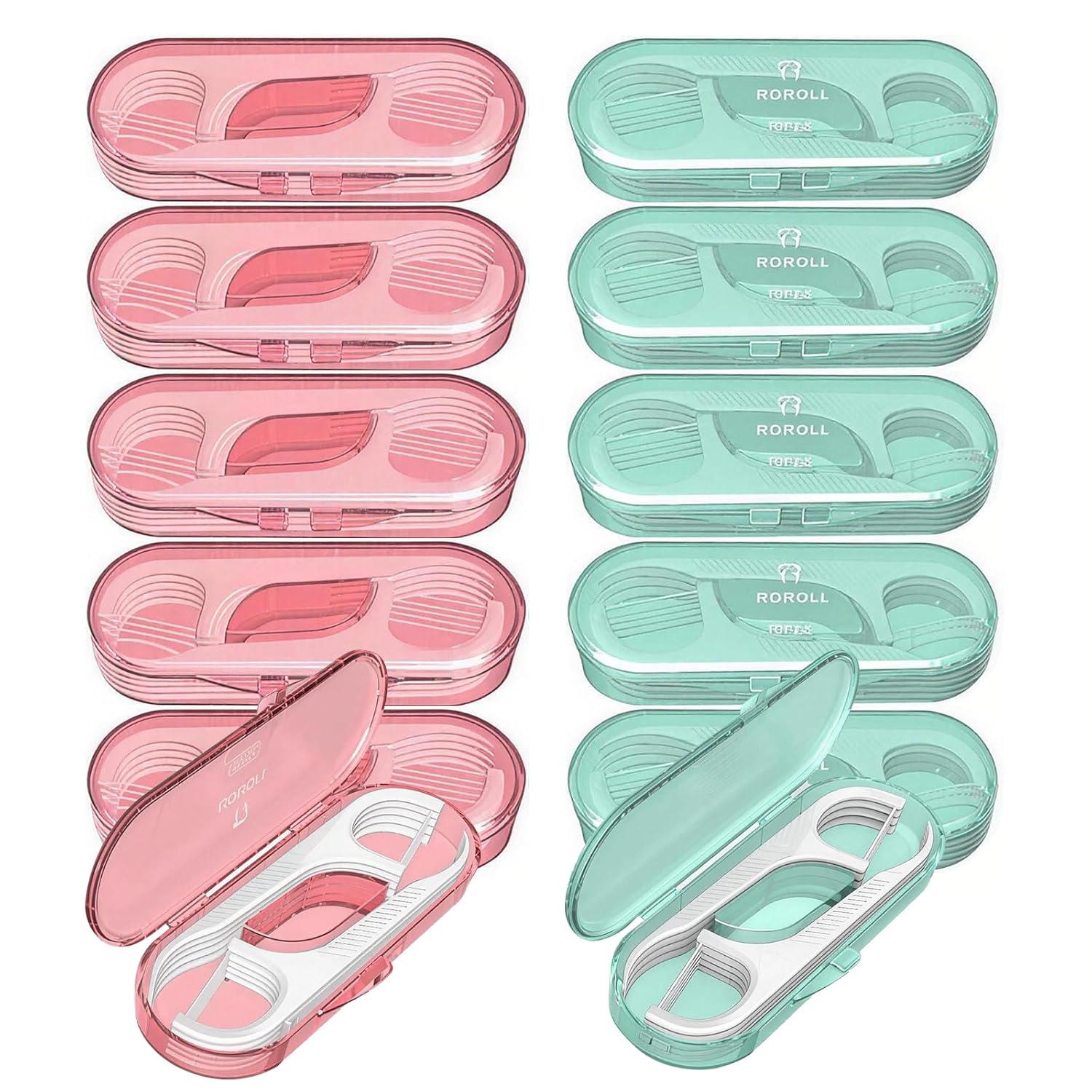 12 Pieces Holy Rose Travel Dental Floss Case-Micro Floss ToothPicks-Portable Flosser Picks Cases Contains Floss Stick 120 Count