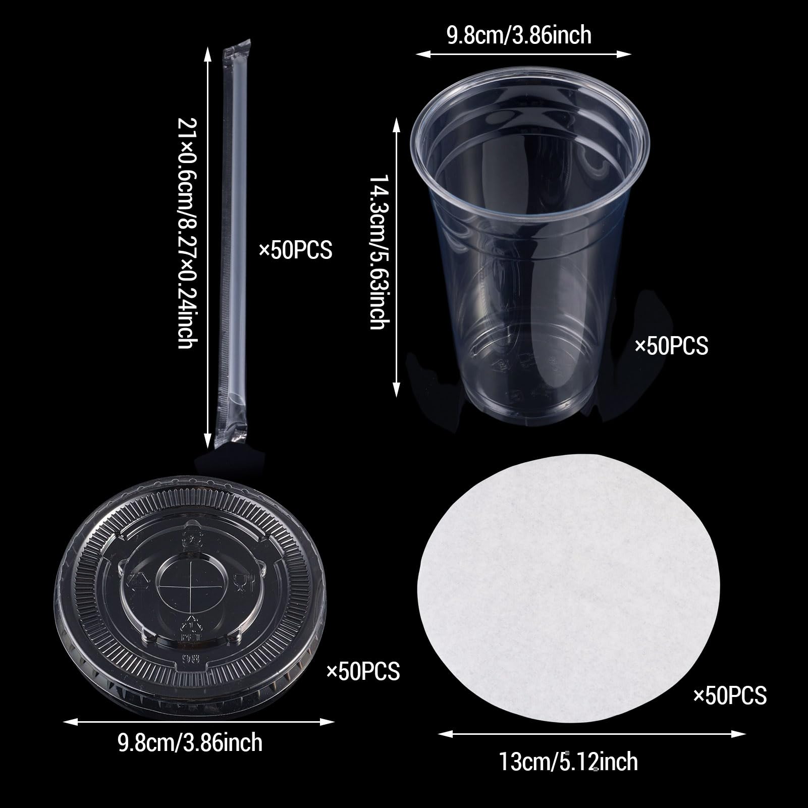 Juego de 50 tazas de café desechables de 567 g con tapa y pajita