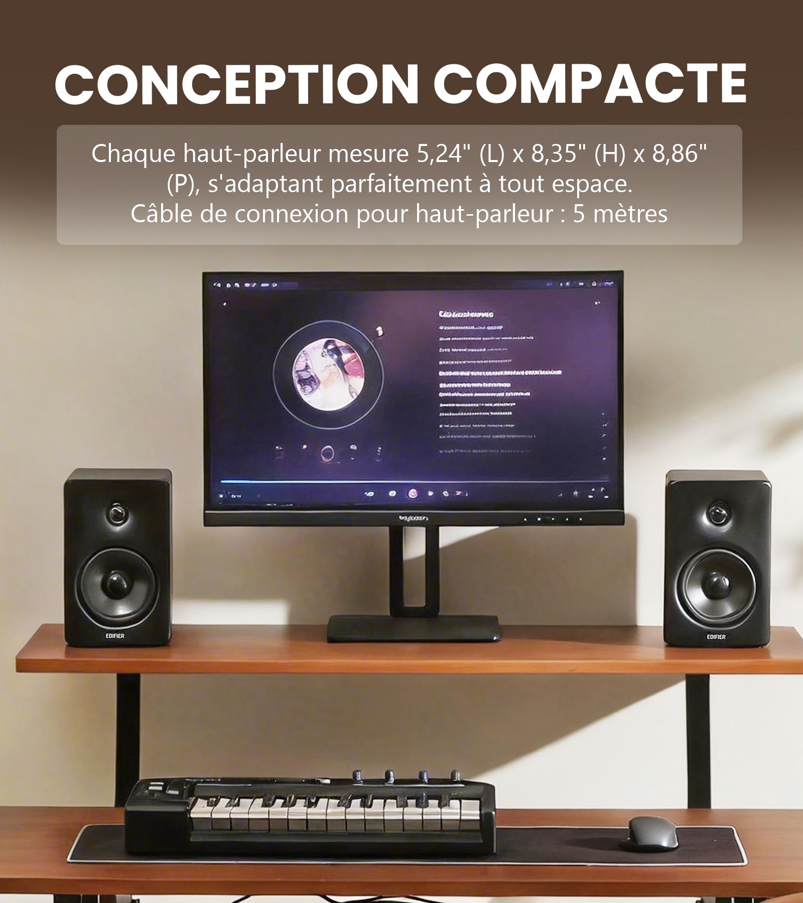 Edifier M90 Enceintes de bibliothèque, 100W RMS, Hi-Res Audio, LDAC, Bluetooth 6.0, HDMI eARC, Optique, USB-C, AUX, Sortie Caisson, télécommande-Noir