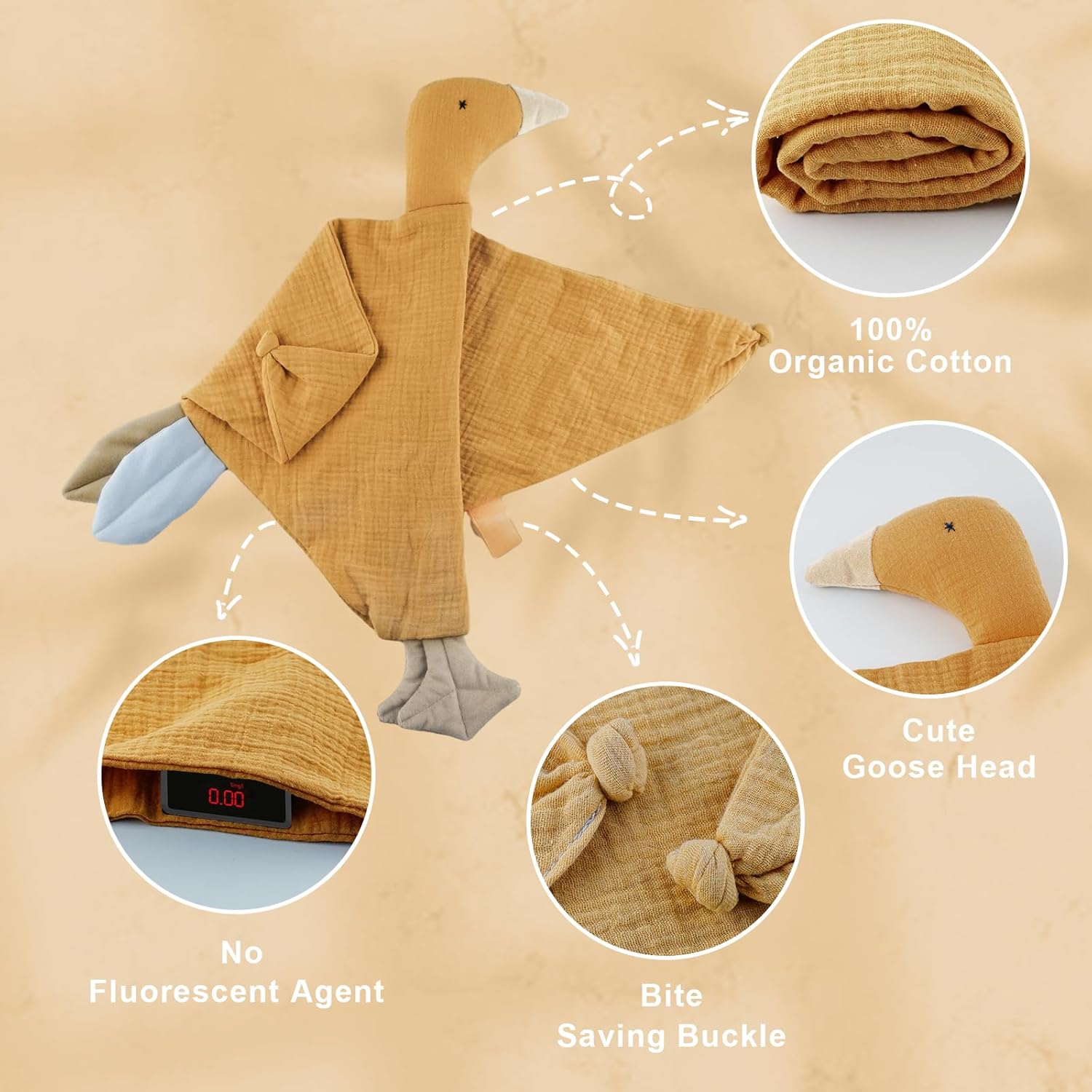 Security Blanket Loveys for Babies Boy Girl, Muslin Baby Lovey Security Blanket,Soft Breathable Organic Cotton Lovies,Unisex Newborn Toddler Goose Lovey Gifts (Peony) - Image 2