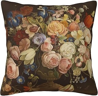 NBFKDO Elegant Vintage Floral Rose Victorian Decorative Throw Pillow Covers Soft Square Pillowcases Cushion for Living Room Sofa Bedroom Farmhouse Home Decor 18"X 18"