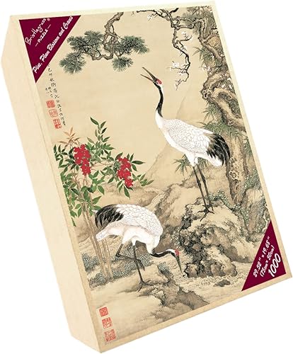 Miniatura 5 de Bristlegrass Rompecabezas de madera para adultos de 1000 piezas en adelante Shen Quan Pine Plum Blossom Two Cranes  Estilo chino Flor y Pájaro