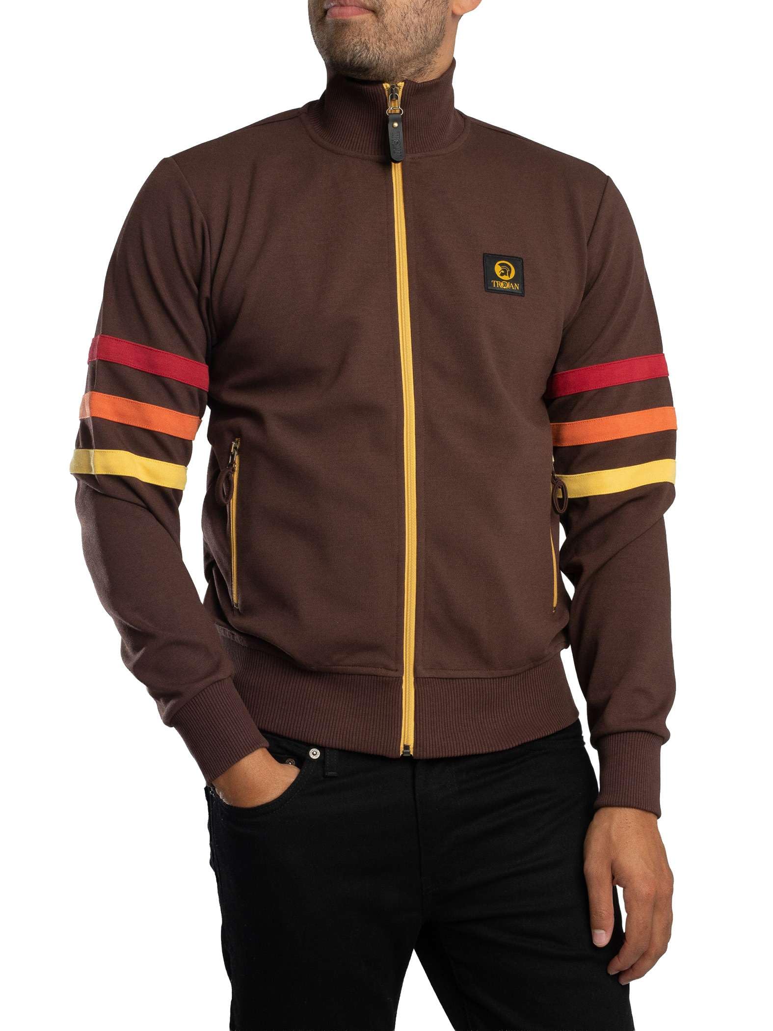 Trojan Men's Chocolate Stripe Sleeve Track Top (Uk, Alpha, Xl, Regular, Regular, )
