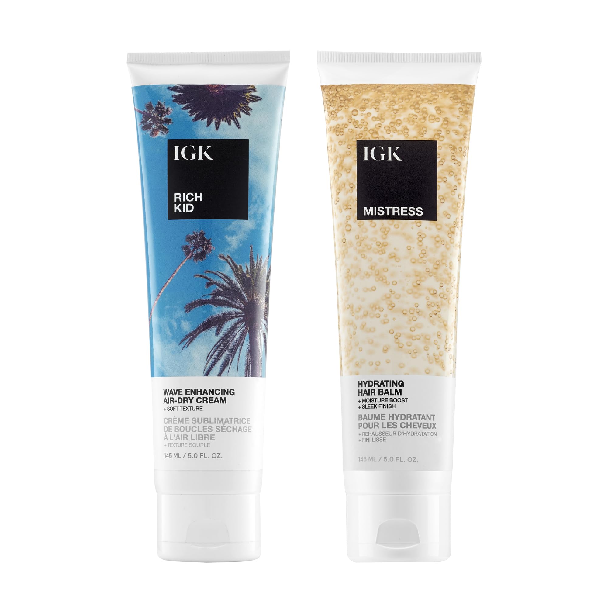 IGK Rich Kid Hair Wave Enhancing Gel-Cream + Mistress Hydrating Hair Balm – Styling & Hydration Duo for Softness, Shine & Frizz Control – Vegan & Cruelty-Free