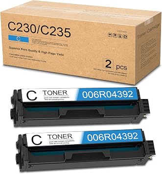 C230/C235 Cyan Toner Cartridge 2-Pack Doen 006R04392 Toner Cartridge Replacement for Xerox C230 Color C235 Multifunction Printer