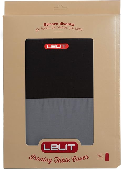 LELIT PA019G-Board Cover with Nomex Fireproof Part for Iron Rest, Cotton, Grey, 125x40 cm