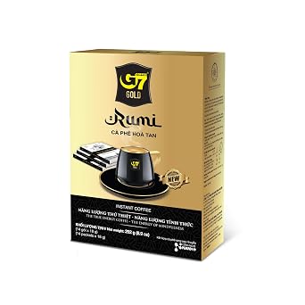 TRUNG NGUYEN LEGEND G7 Gold Rumi Instant Coffee, Single Serve Vietnamese Coffee for Energy Boost, Strong & Rich Flavor, 8.9 oz Box of 14 Sticks