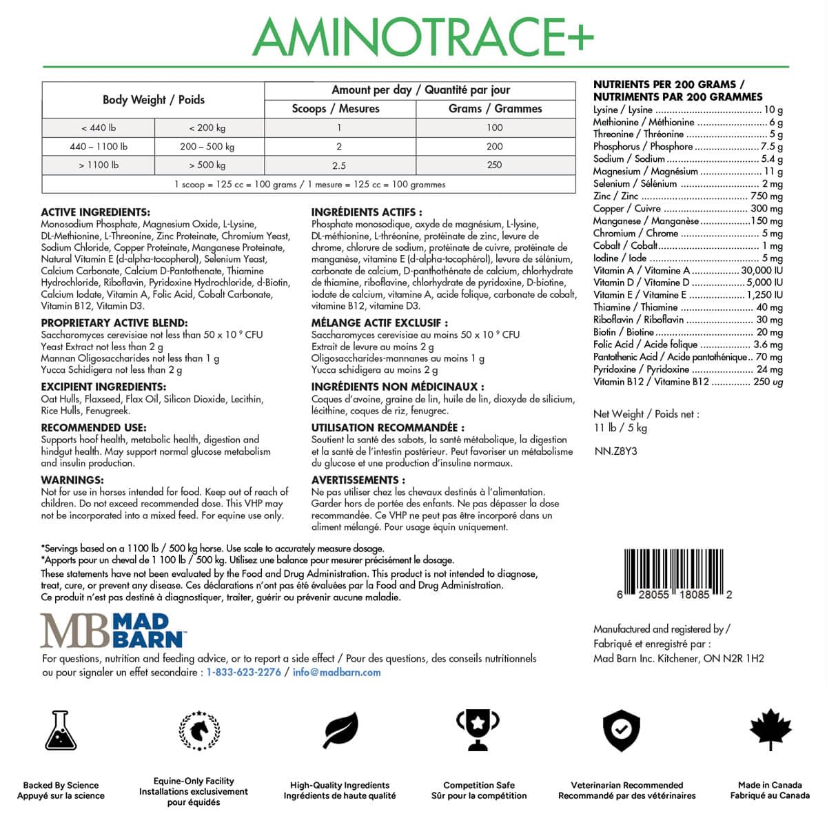 Mad Barn - AnimoTrace+ 5kg | Low-NSC Vitamin and Mineral Supplement for Horses with Organic Trace Minerals - Supports Hoof Growth and Metabolic Health — Amazon image 3