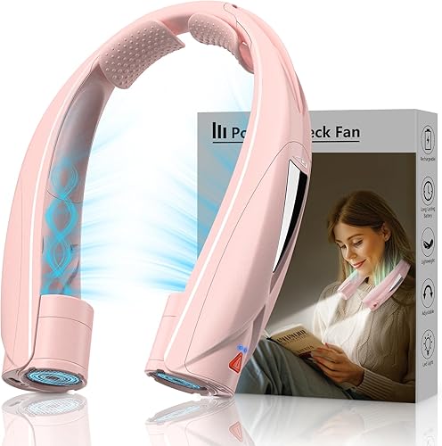 Miniatura 11 de Ventilador de cuello – Ventilador de cuello portátil con luz LED para libros, batería de 6 a 20 horas de duración, 6 velocidades ajustables, USB-C