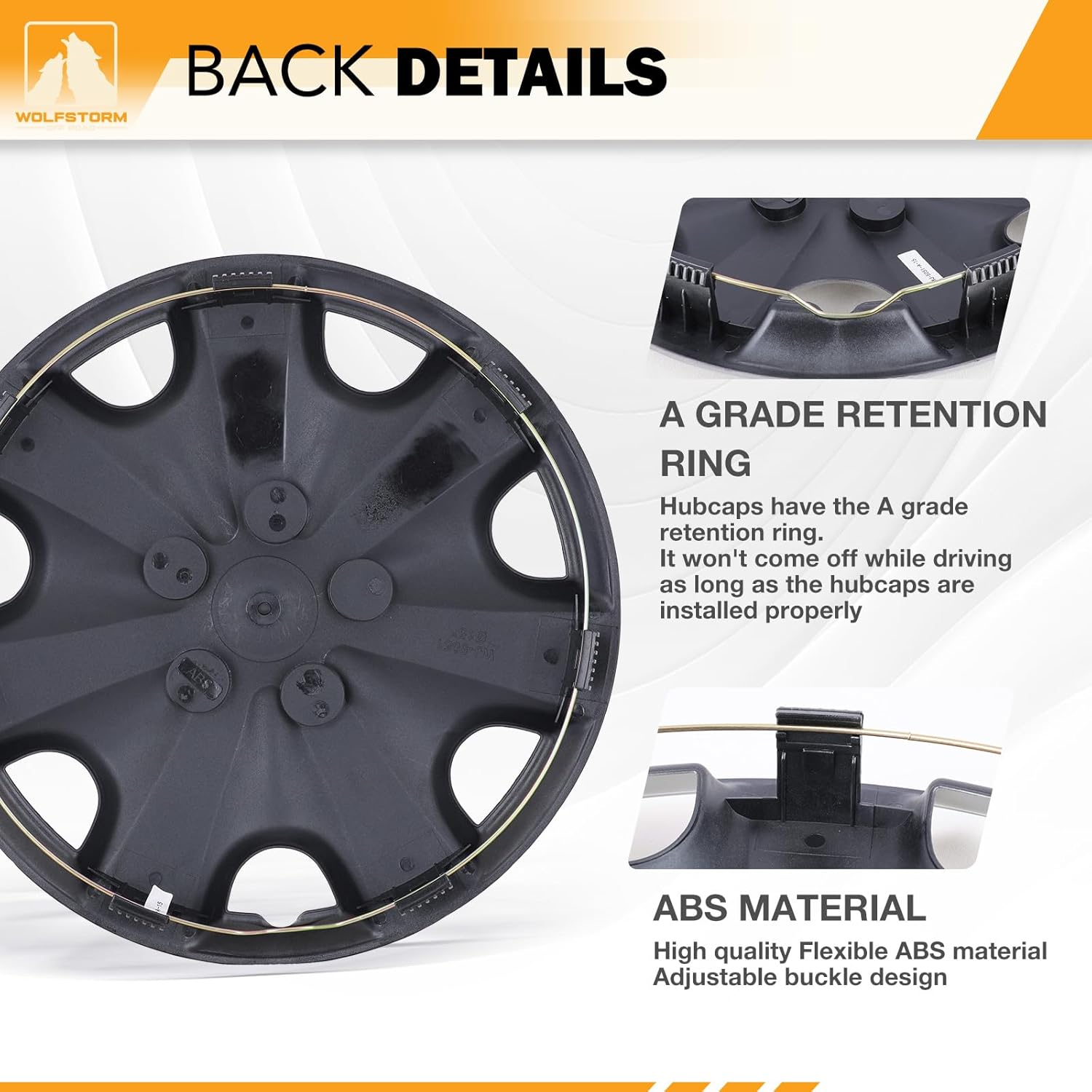 WOLFSTORM 15" Wheel Rim Covers Universal Hubcaps, Fashion Style Hubs Snap on Car Truck SUV ABS Plastic Exterior Accessorios - Set of 4 (Regular Silver)