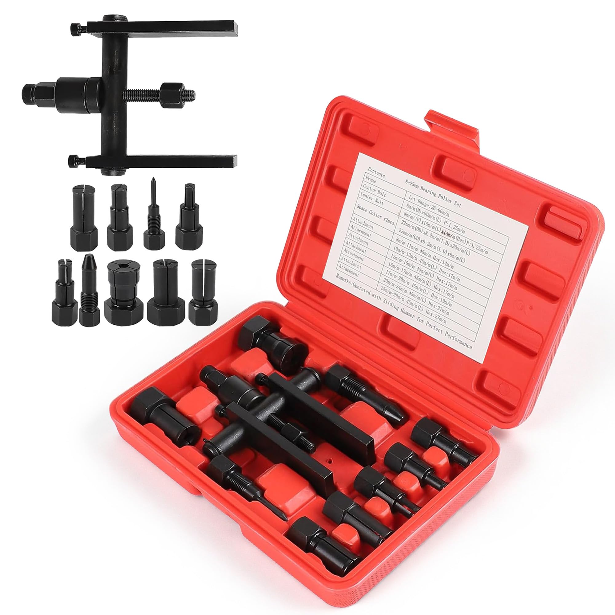 Ensemble de 10 pièces d'extracteurs pour roulements intérieurs de moto : extracteurs ajustables pour roulements de 8-25 mm pour moto, extracteur de roulement à billes et roulement à rouleaux
