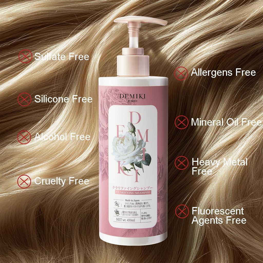 DEMIKI Japanese Shampoo and Conditioner Set for Women, Shampoo and Conditioner Set for Oily Hair, Sulfate Free, Rose Scent, Anti Dandruff, Clarifying, Moisturizing, Hydrolyzed Keratin Hair Care, 32oz - Image 7