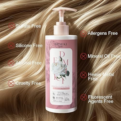Miniatura 7 de DEMIKI Juego de champú y acondicionador japonés para mujer, juego de champú y acondicionador para cabello graso, sin sulfato, aroma a rosa,