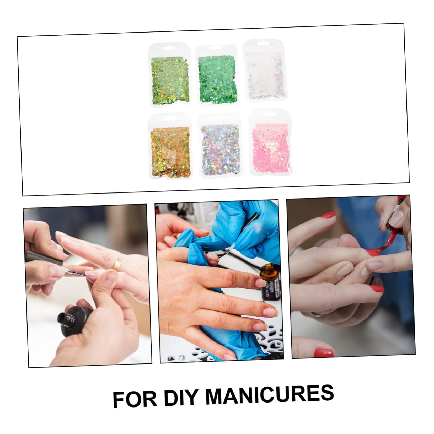 HAPINARY Unique Four-Leaf Crystal Mud Jewelry 6 Pack Nail Charms Sequin Nail Art for Parties Festivals
