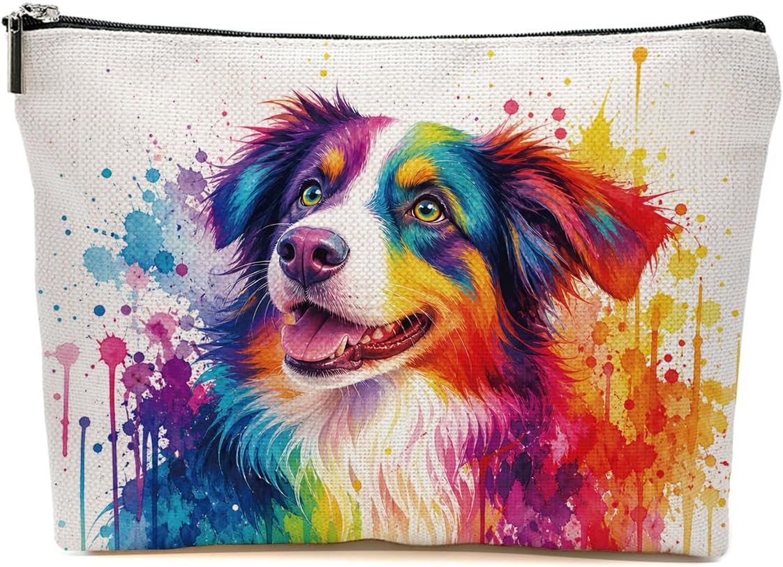 Colorful Border Collie Makeup Bag Dogs Gifts Cosmetic Bag Makeup Pouch