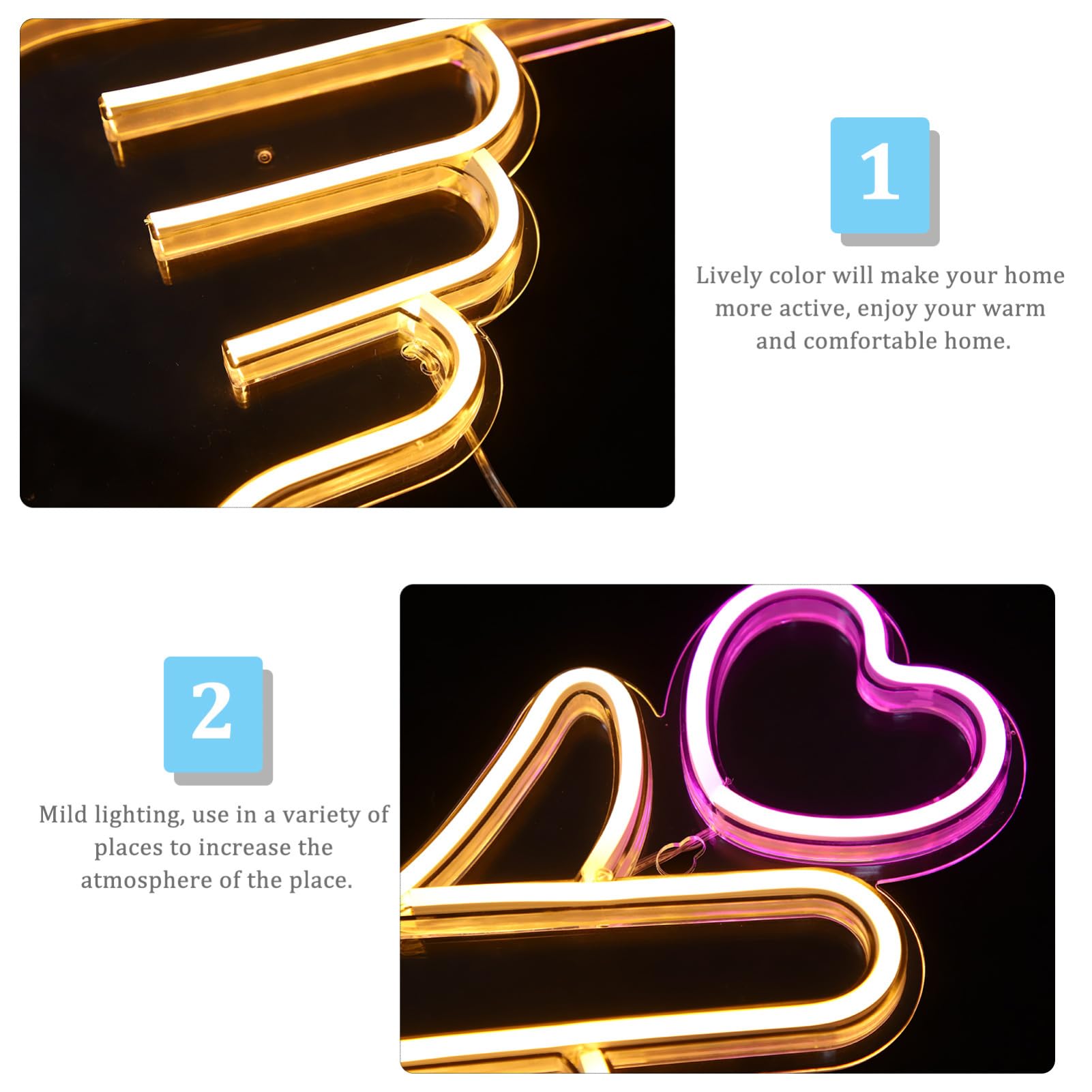 Artibetter Letrero de Neón LED en Forma de Mano Corazón Usb, Luz Decorativa para Dormitorio y Fiesta, bajo Consumo Energético, Colgante para Pared o Mesa, Decoración Ambiental, 1 Unidad, Uso
