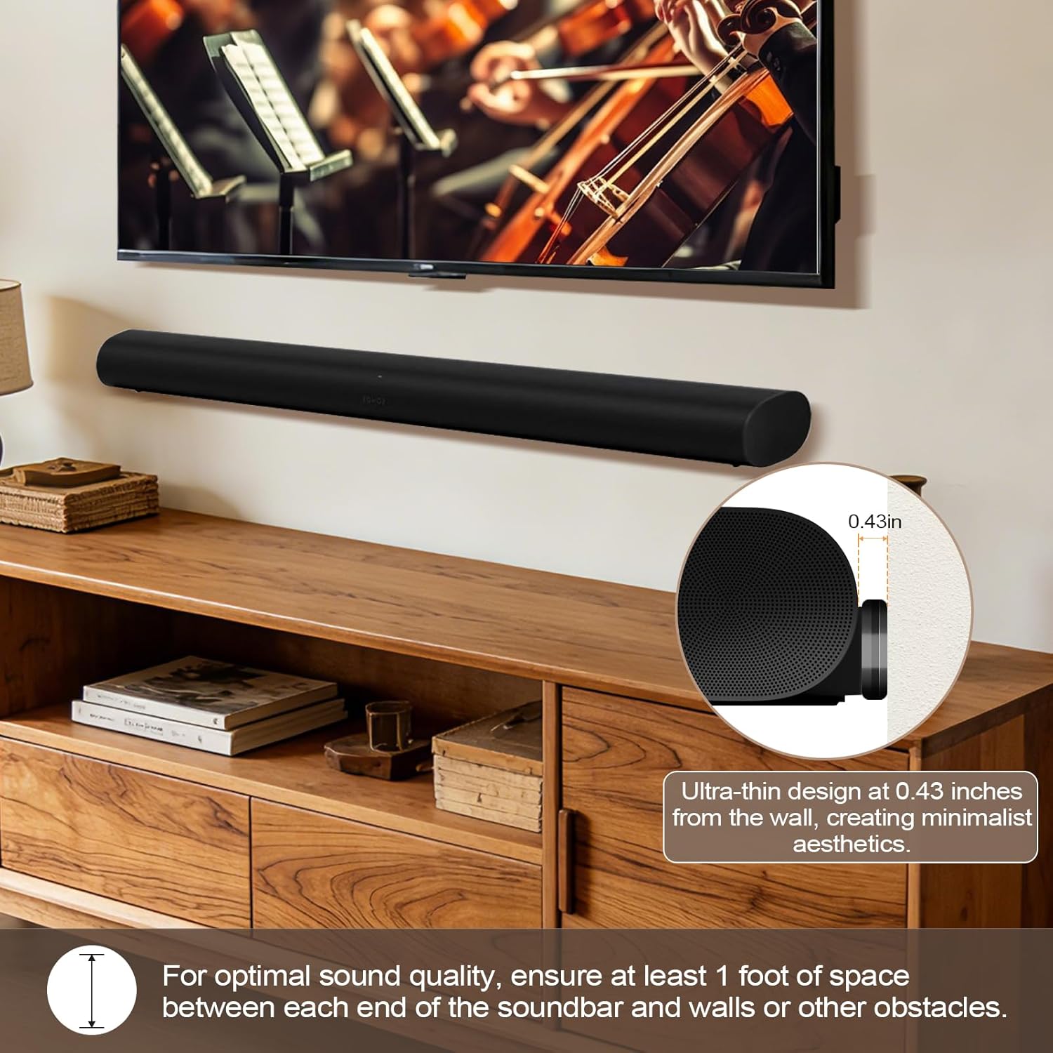 Wall Mount for Sonos Arc and Sonos Arc Ultra Soundbar, Soundbar Wall Mount Bracket, Mount on Wall Under TV, Floating Style Installation, Minimalist Hidden Design, Black