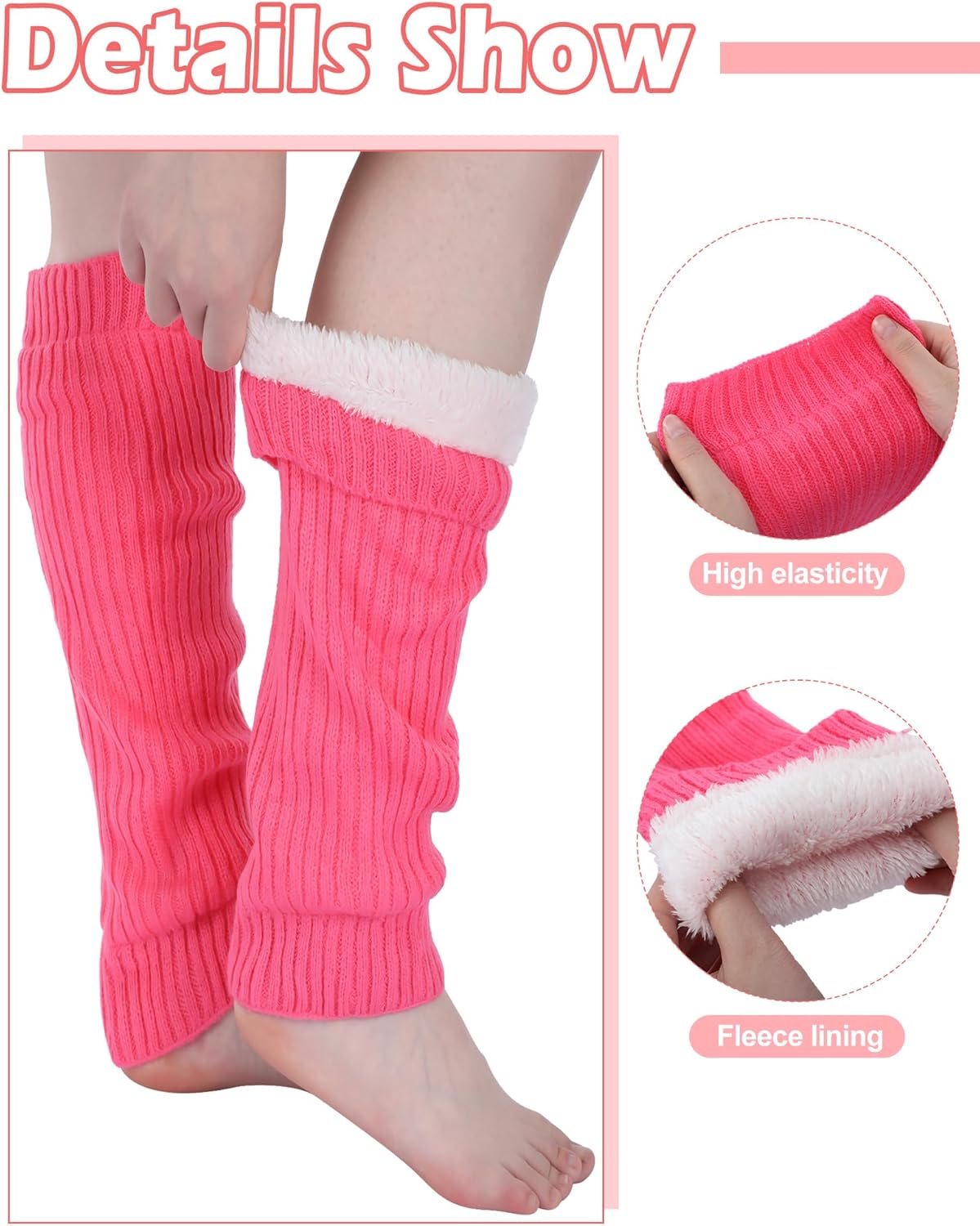 Chuarry 3 Pairs Winter Fleece Lined Leg Warmer for Women Skating Leg Warmer Long Boot Socks for Women Skating Every Day Wear - Image 4