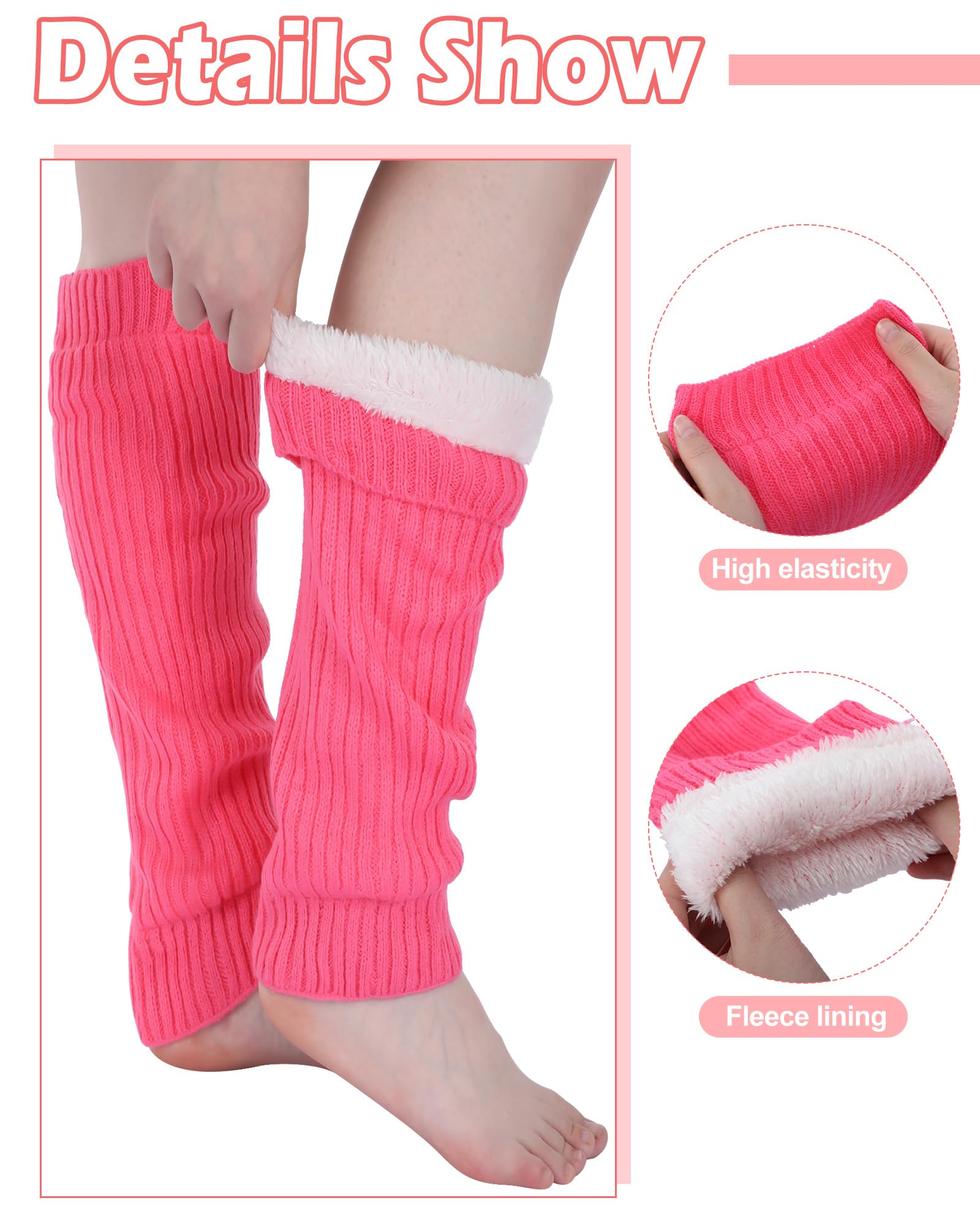 Chuarry 3 Pairs Winter Fleece Lined Leg Warmer for Women Skating Leg Warmer Long Boot Socks for Women Skating Every Day Wear