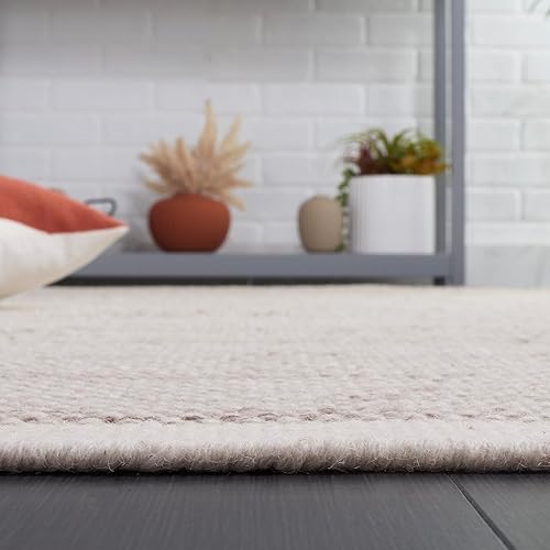 Miniatura 6 de SAFAVIEH Natura Collection - Alfombra de área de 5 x 8 pies, marrón y marfil, lana hecha a mano, ideal para zonas de alto tráfico en sala de estar,