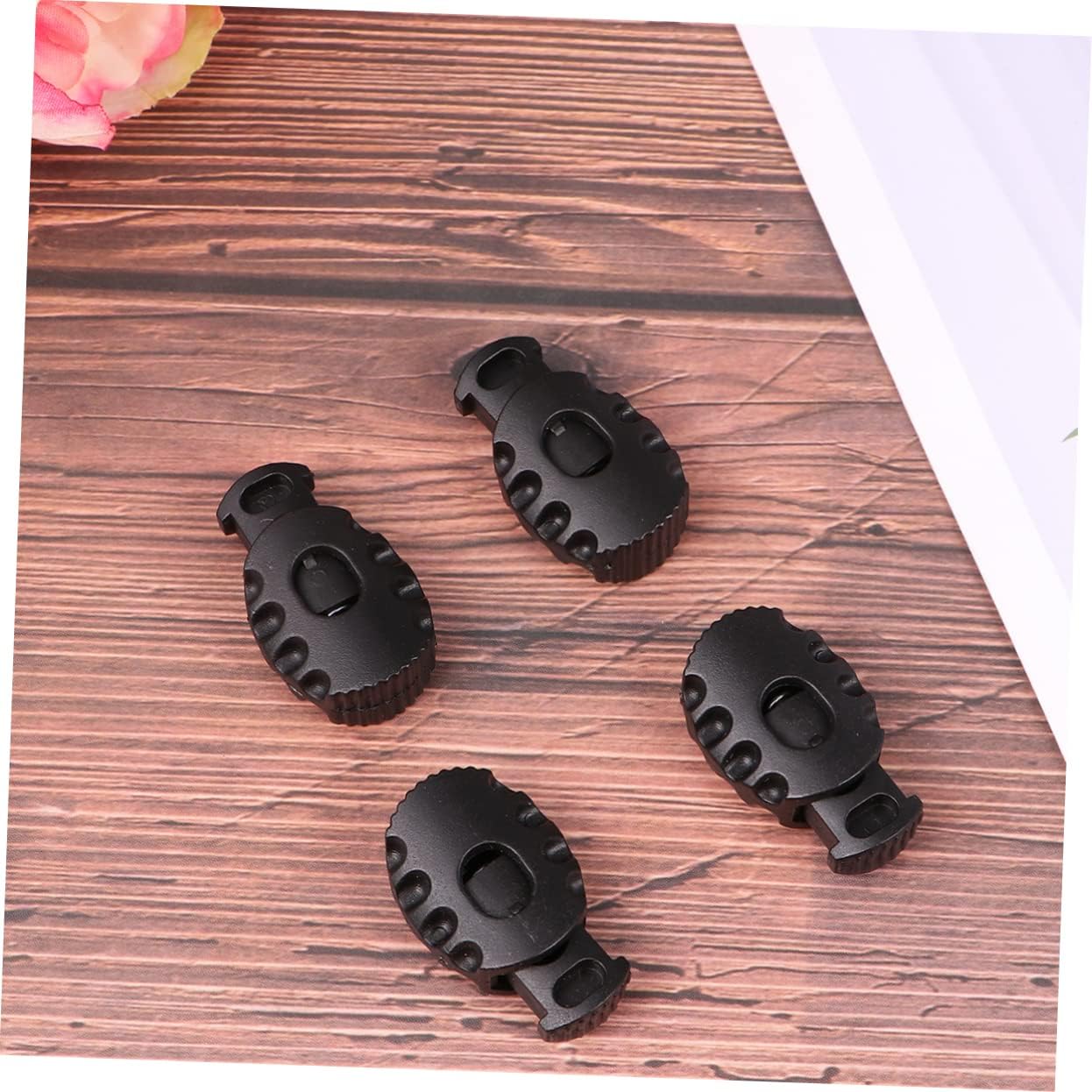DOITOOL 2sets Cord Adjuster Elastic Cord Spring Button Cordlock Lanyard Stopper Sliding Fastener for Multiple Uses 50pcs*2