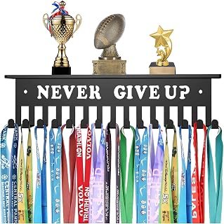 Medal Display Hanger, Medal Hanger Display with Trophy Shelf, Rack Frames for Over 90 Medals, Upgraded Medal Holder Displa...