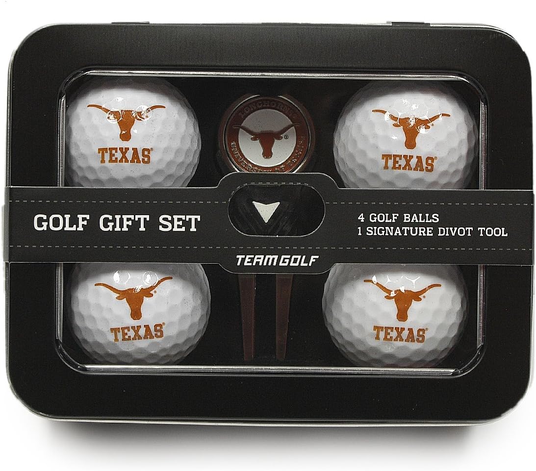 Team Golf NCAA Regulation Size Golf Balls (4 Count) & Divot Tool with Removable Double-Sided Magnetic Marker
