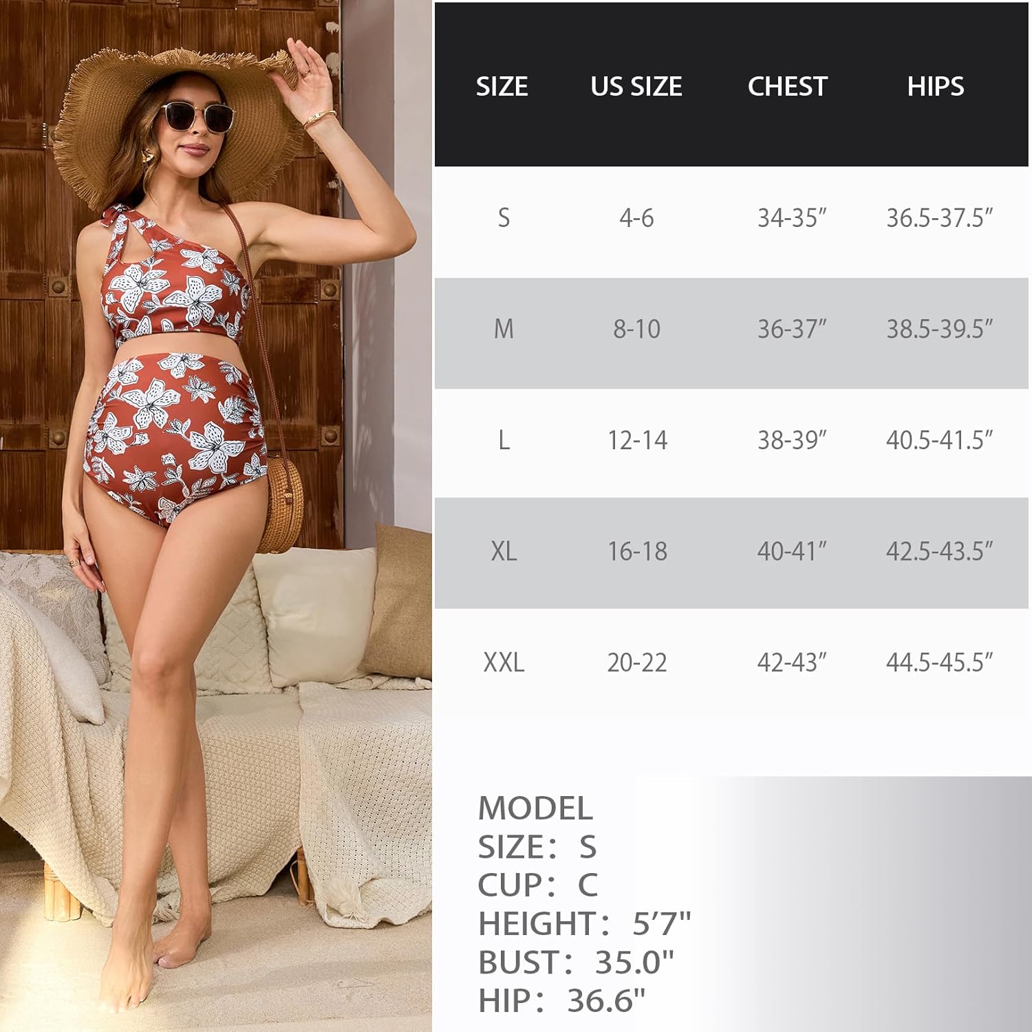 DEBELLY Maternity Swimsuit Cutout One Shoulder Bikini Set 2 Piece Bathing Suits with Adjustable Tie and High Waist Bottom