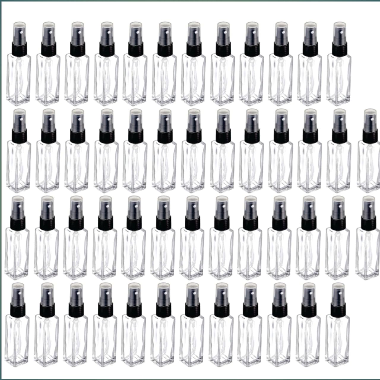 mini perfume empty spray bottle, 8 ml perfume glass empty bottle (48) | clear square design, fine mist sprayer