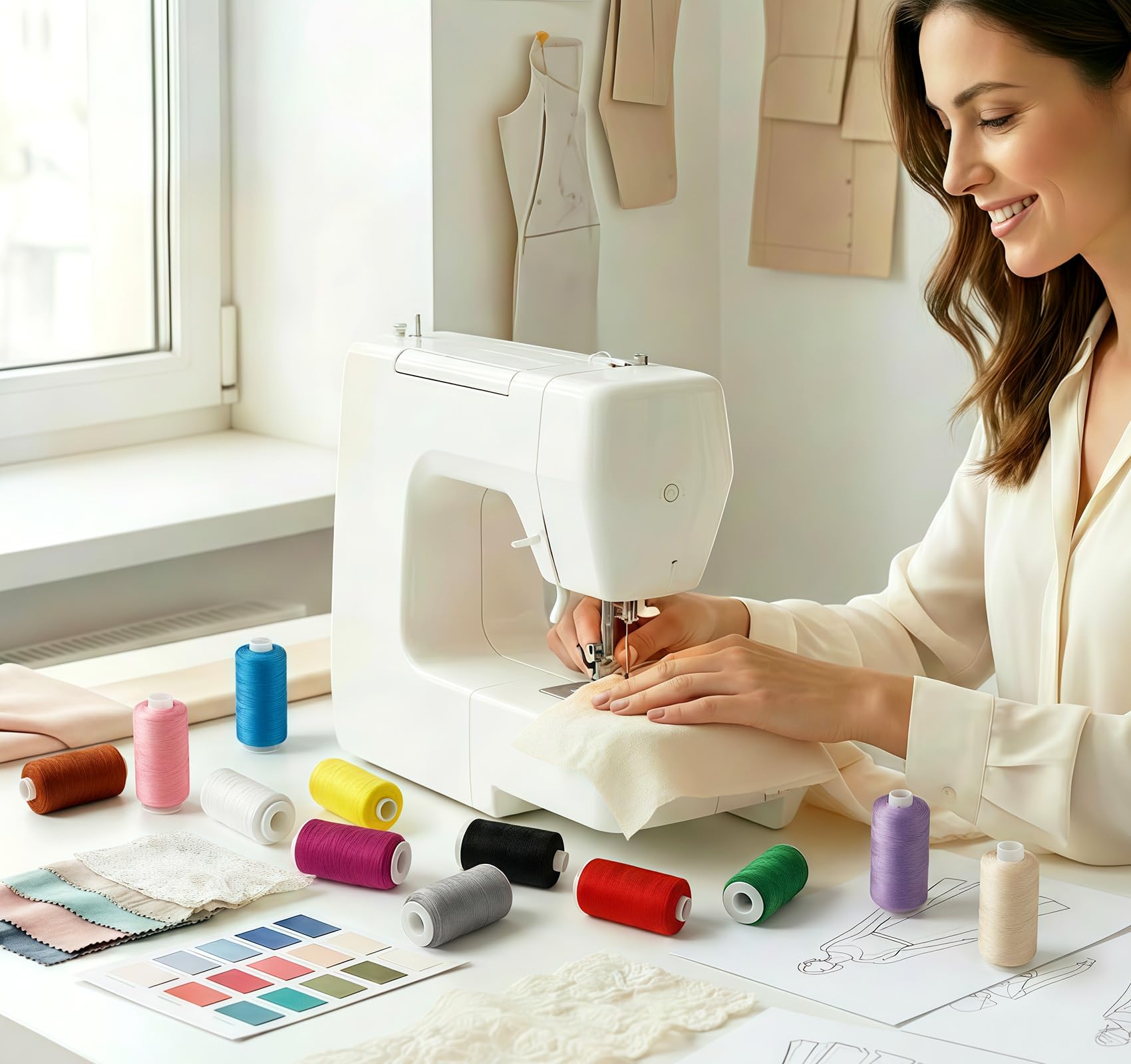 Hilo para coser, 300 yardas por carrete, hilo de poliéster, 36 colores, hilo de coser multiusos, surtido de hilos para coser a mano, hilo de acolchado y máquinas de coser