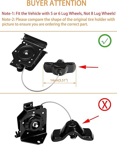 Vista 4 de Portabrocas de repuesto para neumáticos de repuesto para Chevy Silverado 1500 2500 3500 Suburban Tahoe 1999-2017, GMC Sierra 1500 2500 3500 Yukon