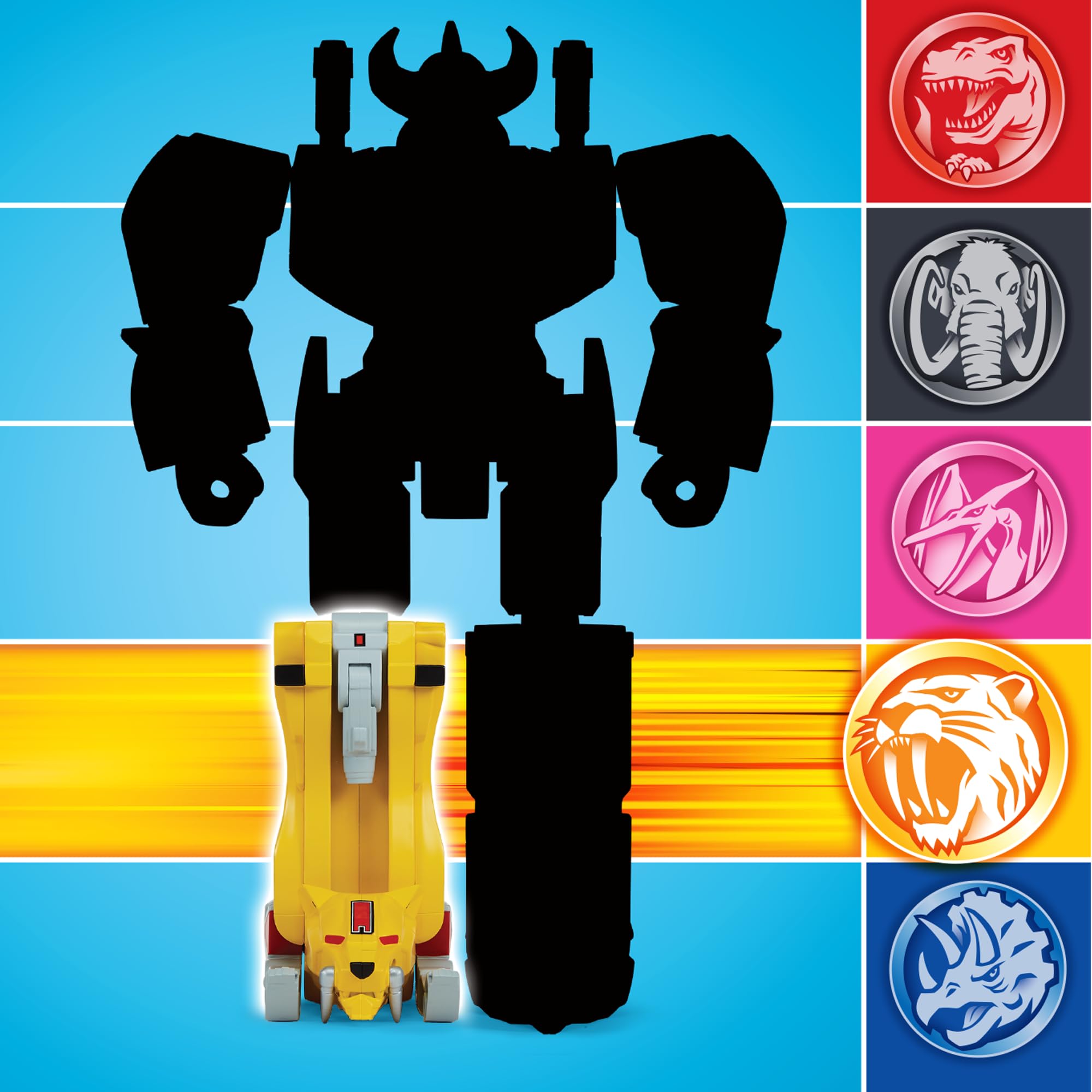 Power Rangers - Kolekcja Megazord, przegubowe Zords, Figurka, 20 cm, model Sabertooth Tiger Dinozord, dla dzieci od 4 lat, PWG052