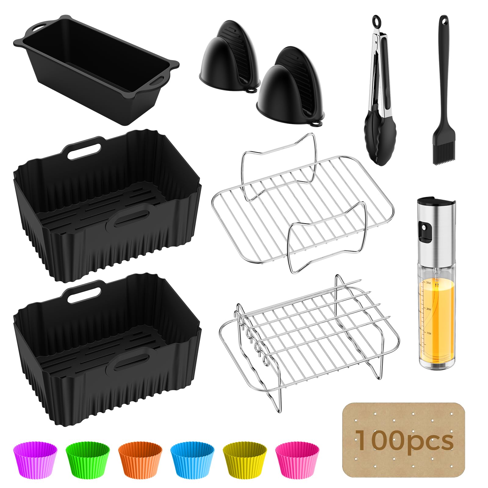 Ninja Airfryer Zubehör für Digital DZ400EU Air Fryer,Heißluftfritteuse Zubehör für Ninja Foodi Max Dual Zone AF400EU AF400EUCP AF451EU 9.5L mit Waffeleisen Silikonform Einsätze und Grillset