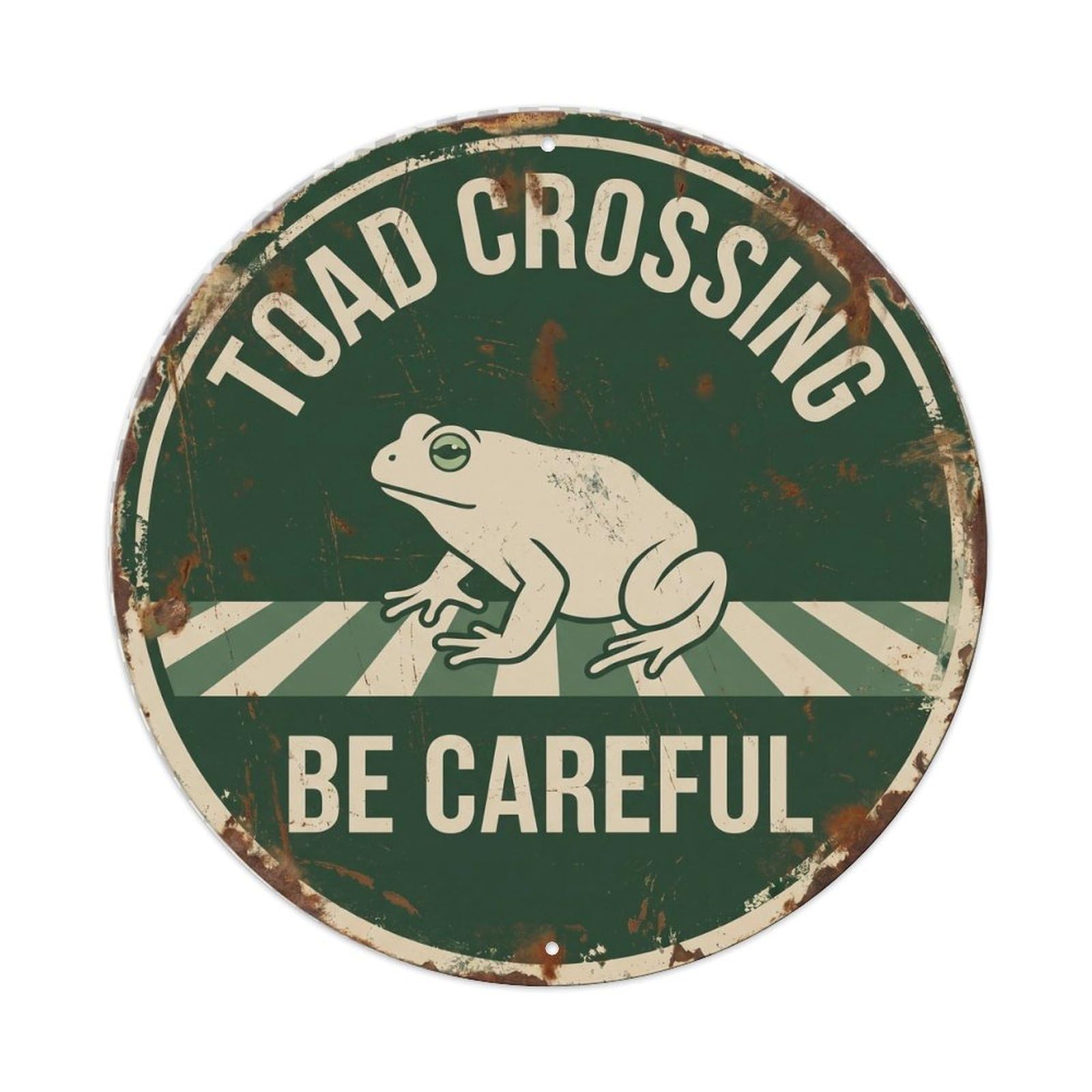 Metal Tin Sign Toad Crossing Be Careful Rustic