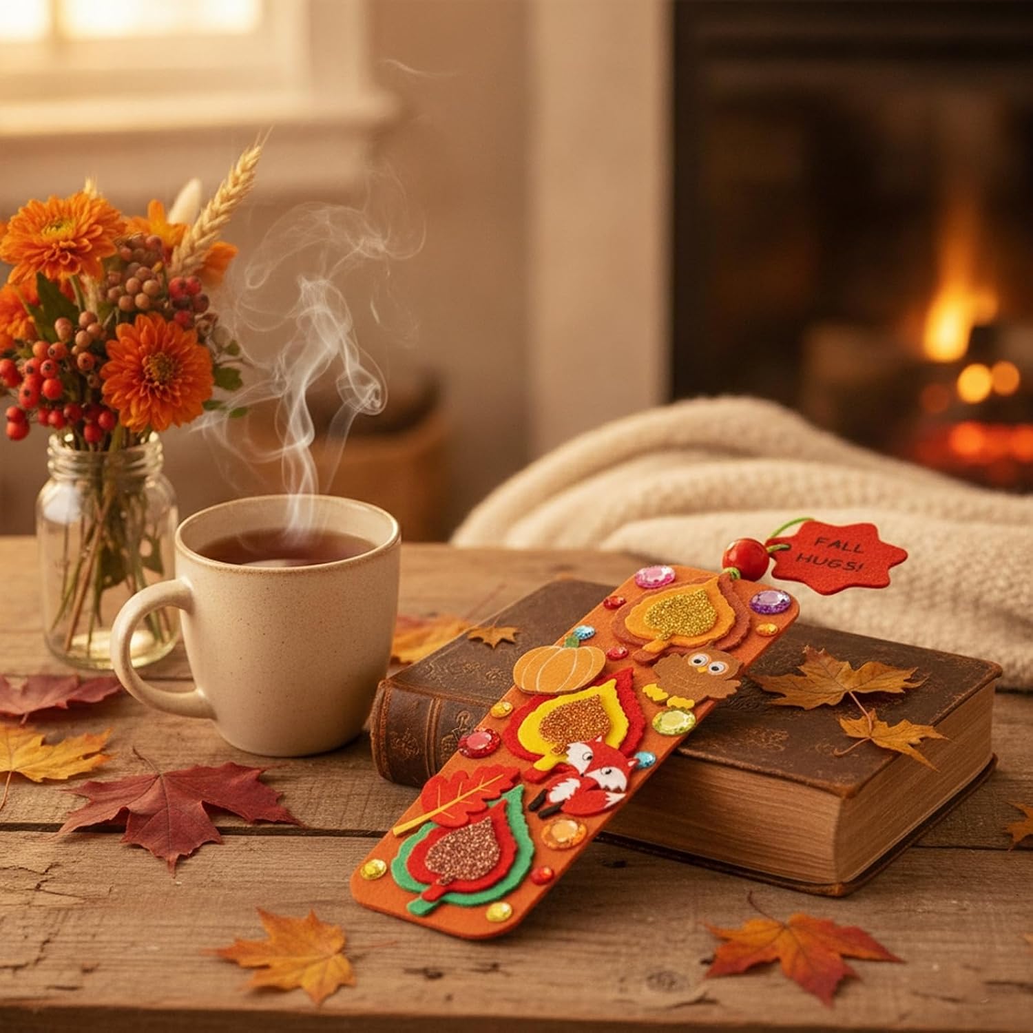 Suny Smiling 36 Sets DIY Fall Felt Bookmark Craft Kits, Seasonal Handmade image 4