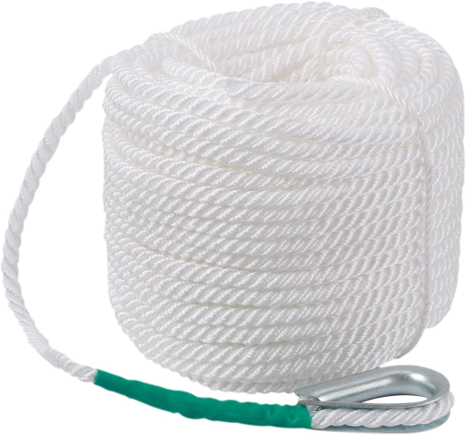 CarBole Boat Rope,Nylon Mooring Rope,Multi-functional Dock Line Rope 12mmx30m for Boating Sports Camping Sailing Hiking (White) (5850LB)