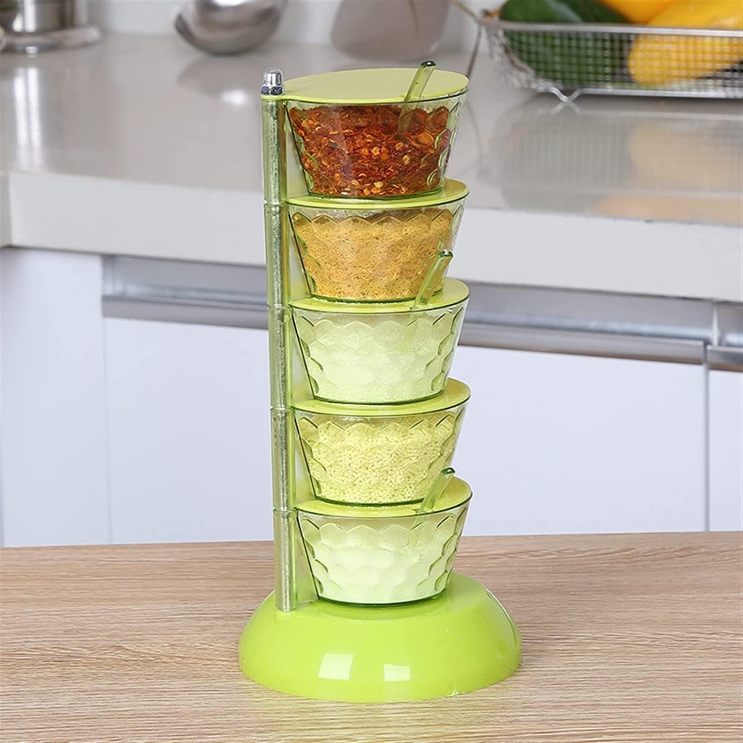 Tarro de Condimento Botella De Especias para Cocina, Caja De Especias Giratoria Vertical, Juego De Botellas De Condimentos Transparentes, Bote De Sal, Tarro para Salsa para Sal, Azúcar (Color : Grün