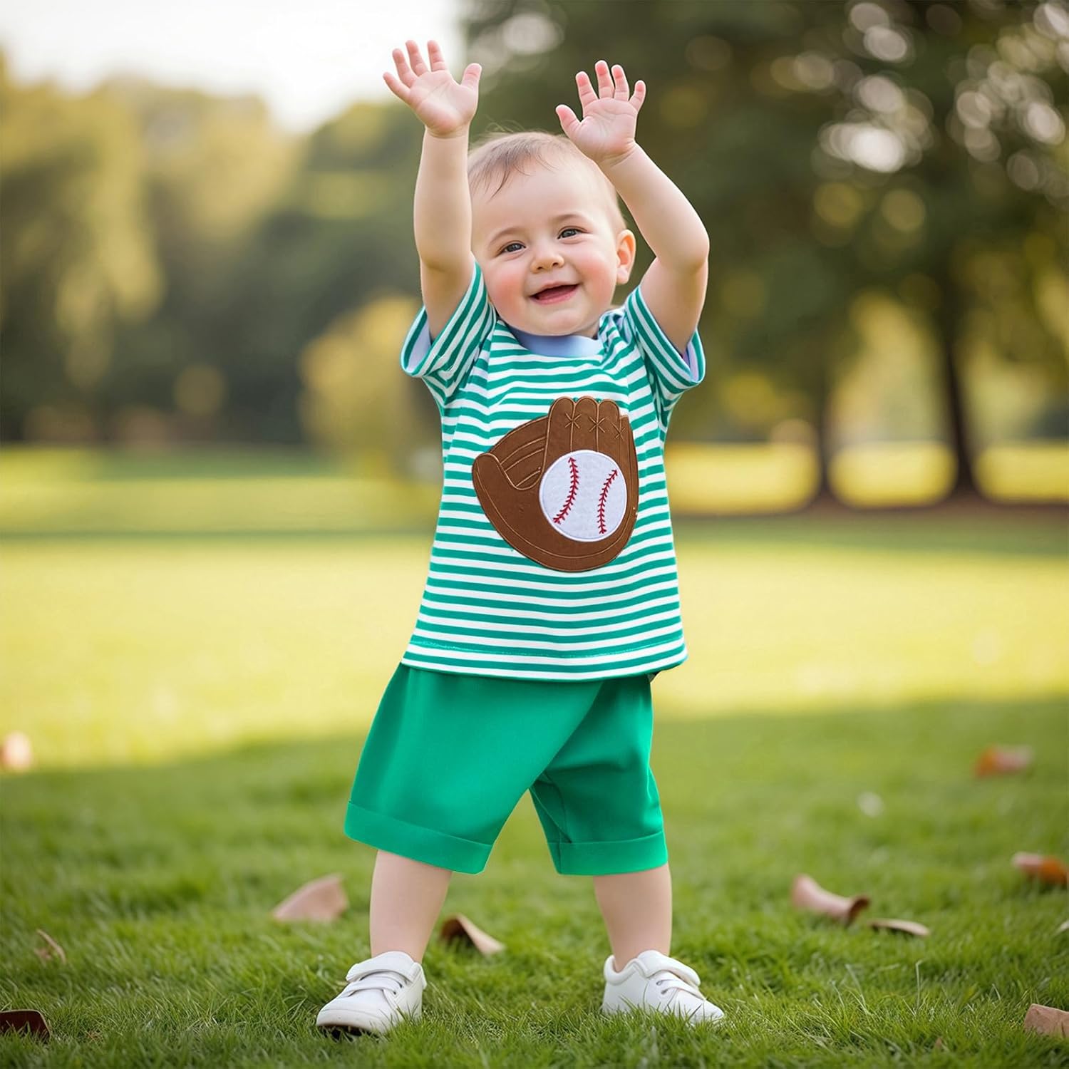 Giraropa Baby Boy Clothes Baseball Pattern Short Sleeve Infant Boy Outfits Striped Shorts Toddler Boy Summer Clothes 2pcs - Image 7