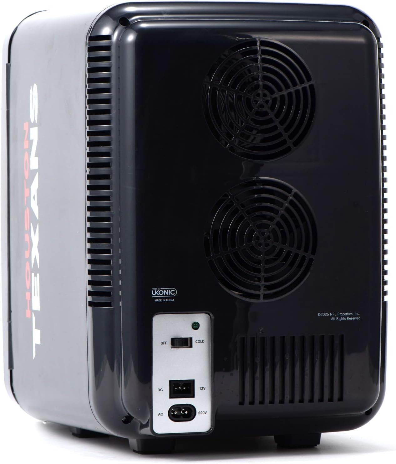 Ukonic NFL Houston Texans 15-Can Mini Fridge 10L – AC/DC Powered, Official Team Colors & Logo, Portable Cooler for Tailgates, Home, Office, or Car
