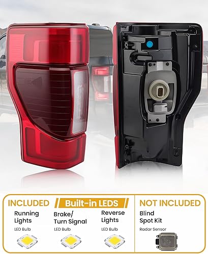 Miniatura 8 de LIDNADY Lámpara trasera de luz trasera, compatible con Ford Super Duty F250 F350 20-22 2020 2021 2022 sin LED punto no ciego, repuesto de lámpara