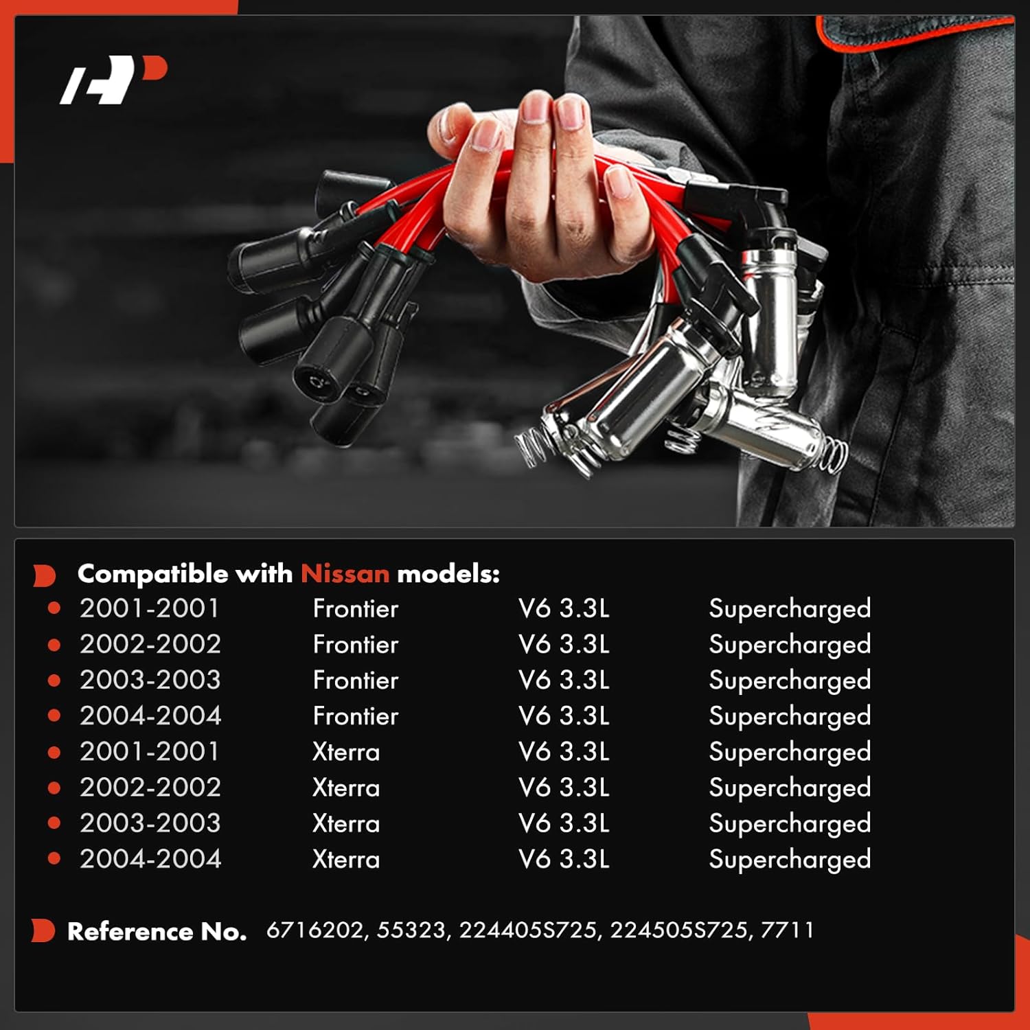 A-Premium 6PCS Spark Plug Wires Compatible with Nissan Frontier 2001-2004 3.3L, Xterra 2002-2004 3.3L