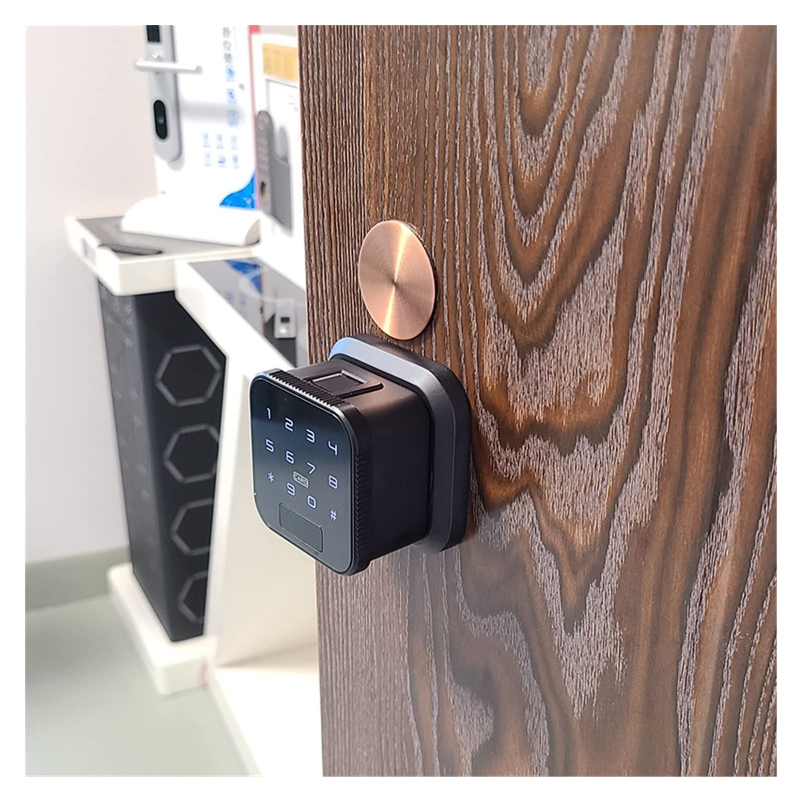 Inteligentny zamek do drzwi, Smart Develolt Wejście Keyless Elektroniczny ekran dotykowy Front Bluetooth Aplikacja Control PassCode Ekeys Udostępnianie zamka drzwiowego(Coffee)