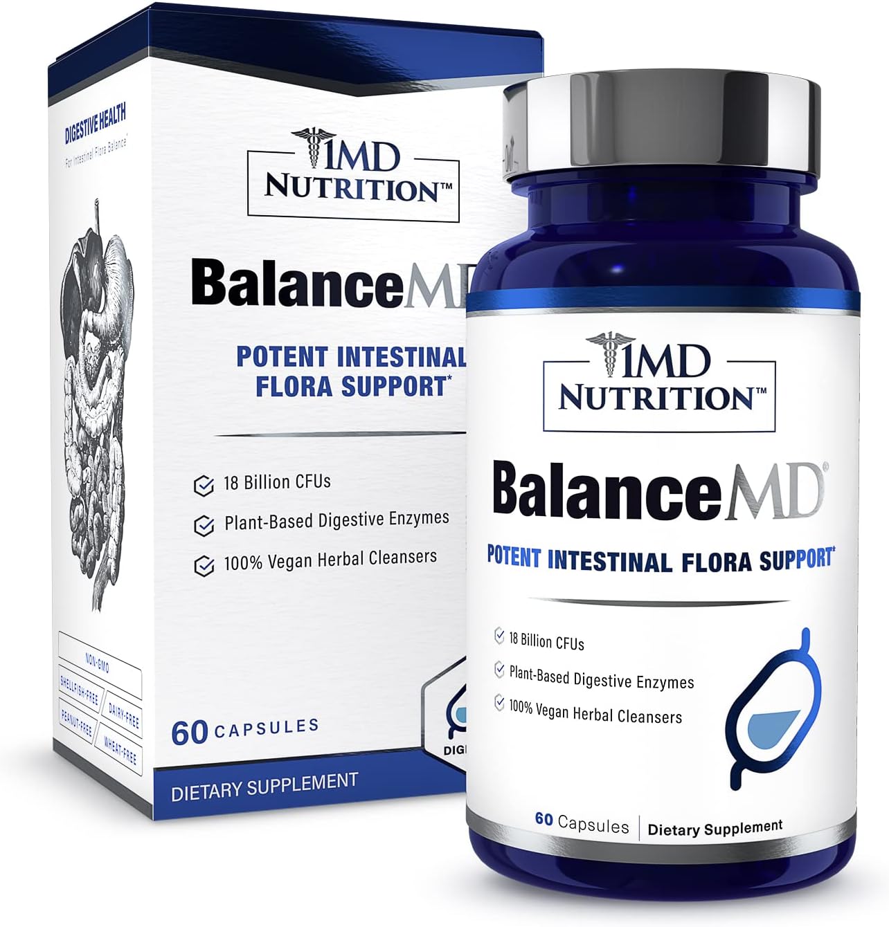 BalanceMD Vaginal Probiotics | Oregano & Caprylic Acid with Lactobacillus & Digestive Enzymes | Promotes Intestinal Flora Balance | 60 Capsules