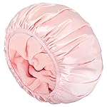 Aquior Shower Cap,Triple Layer Shower Cap for Women, Reusable Waterproof Bath Cap,Silky Satin Outer Layer Terry Lining, Extra Large for Women Long Hair(Pink)