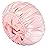 Aquior Shower Cap,Triple Layer Shower Cap for Women, Reusable Waterproof Bath Cap,Silky Satin Outer Layer Terry Lining, Extra Large for Women Long Hair(Pink)