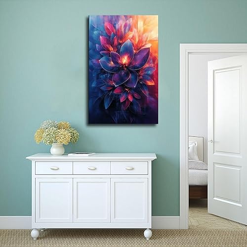 Miniatura 4 de ZMLIS Cyberpunk Inspired Retro Nature Abstract Print  Neon Purple & Sapphire Blue  Unique Modern Wall Art Canvas Wall Art Print Poster For Home