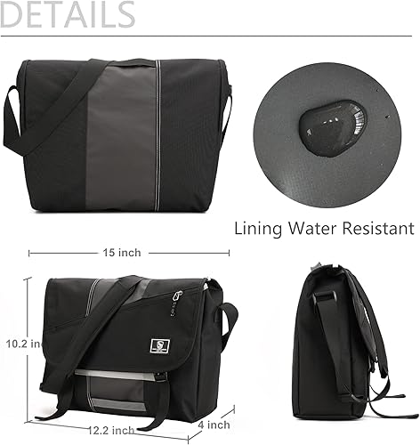 Miniatura 8 de OIWAS Bolsa de mensajero para mujeres y hombres, bolsa de 14 y 15.6 pulgadas para computadora portátil, maletín cruzado, bolsa de hombro para