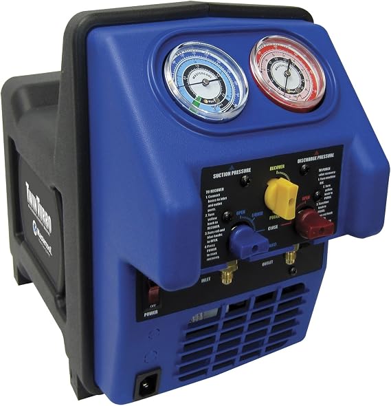 Mastercool 69300 Twin Turbo Refrigerant Recovery System Dual Piston Compressor, Works with All Refrigerants, High Recovery Rates