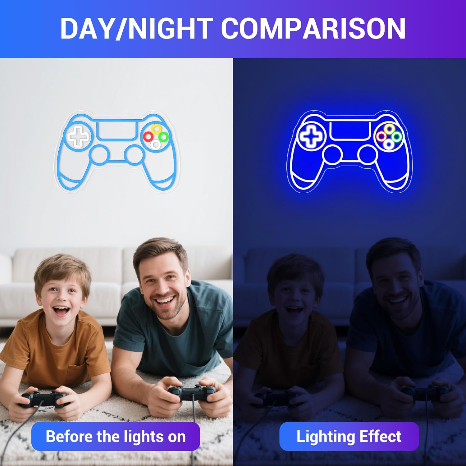 Neon Sign for Game Room Decor, Game On Neon LED Sign for Gamer Wall Decor, Gaming Neon Light Sign for Teen Bedroom Decor, Gamer Gifts for Boys, Teen, Men, Kids (Blue)
